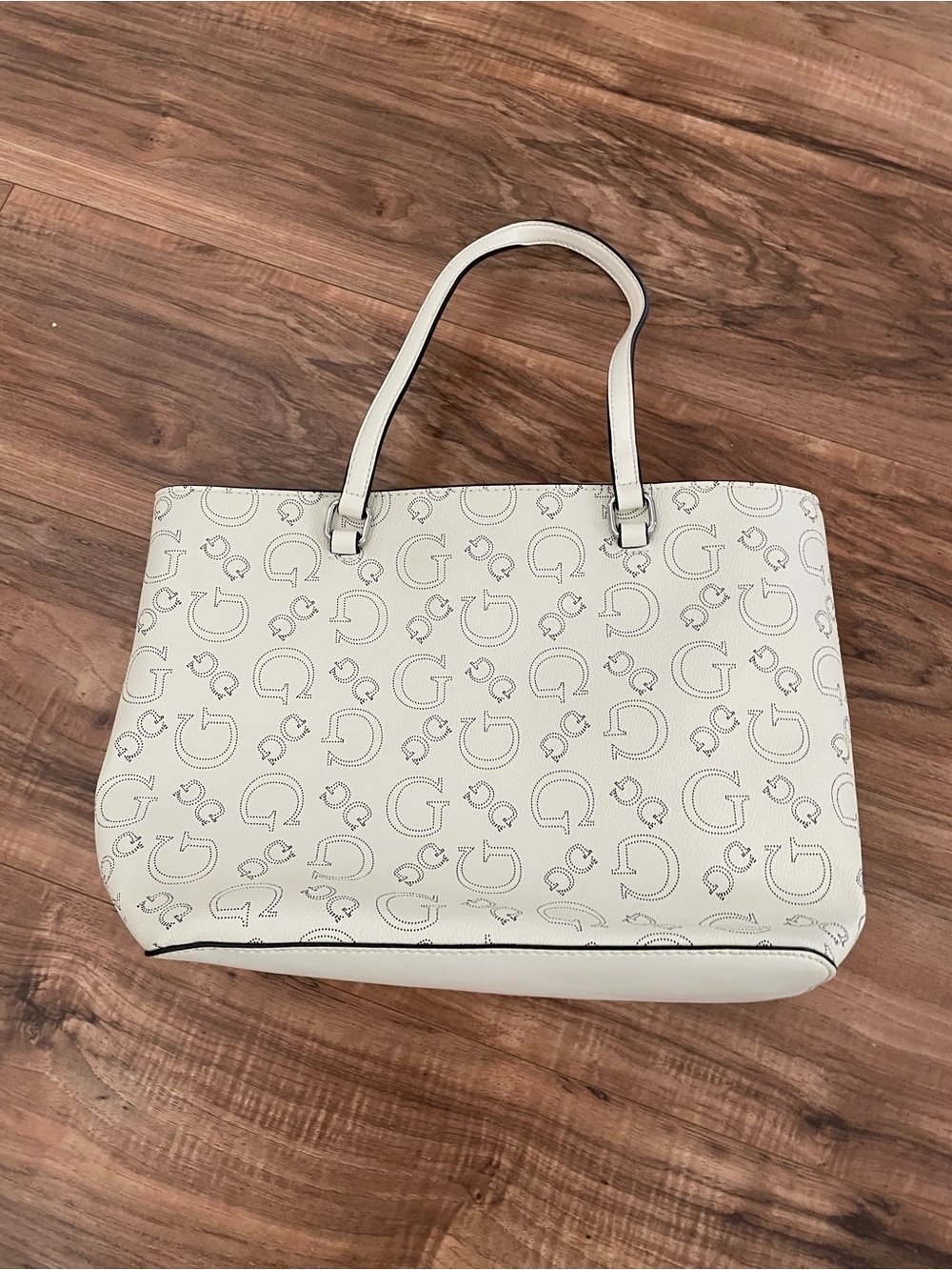 White Monogram Tote Bag with Double Handles
